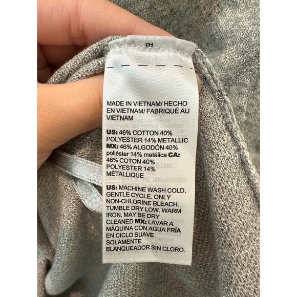 CHICO’S | Metallic Snake Print Knit Sweater Silver Gray | Size 2 Large - Picture 6 of 6